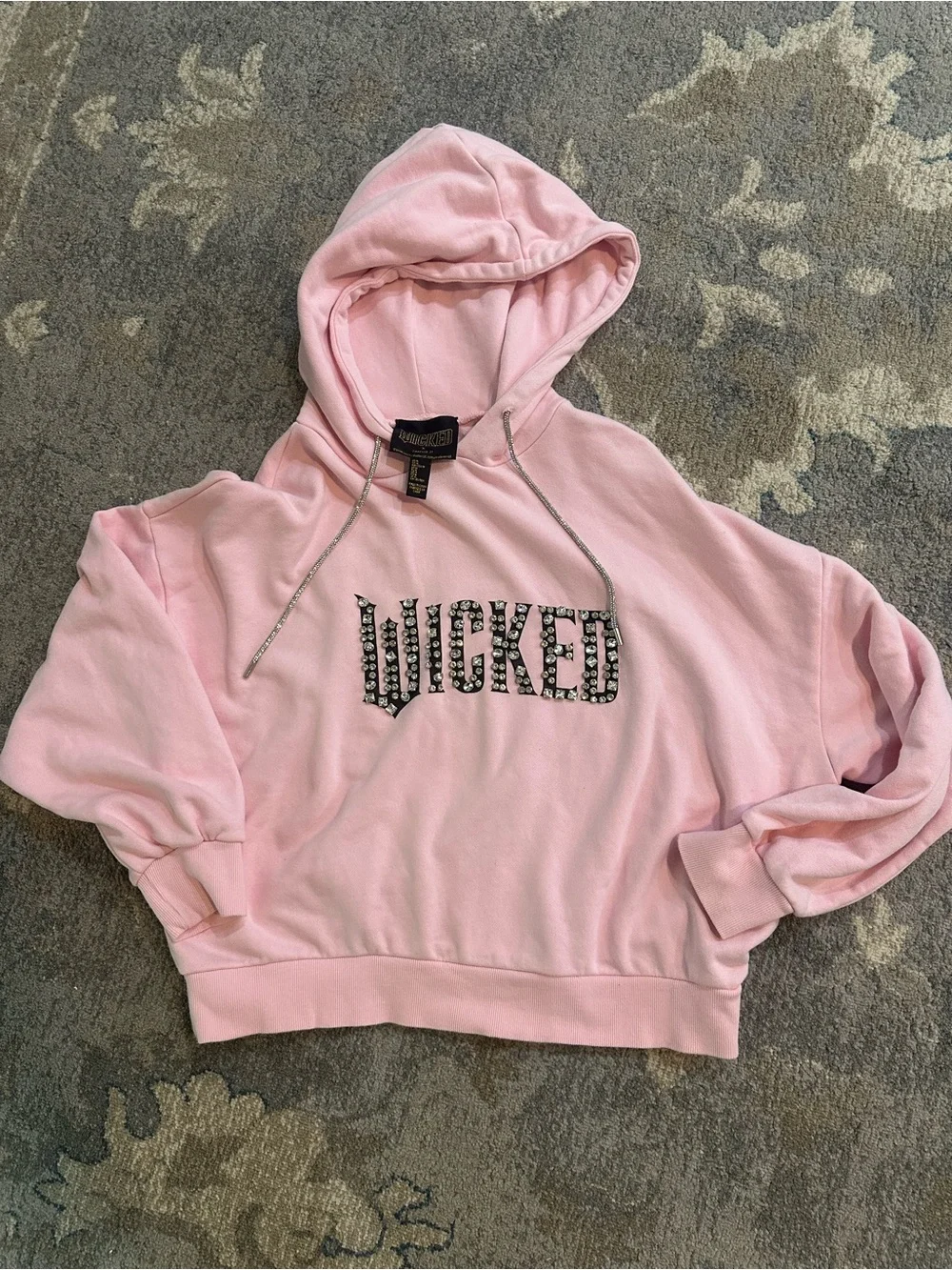 Wicked x Forever 21 Rhinestone Hoodie – Pink – Medium